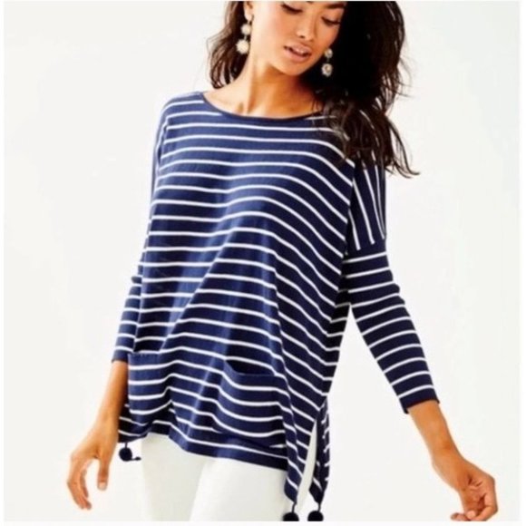 LILLY PULITZER Elba Sweater -Coastal Shell Stripe-Navy. Size XS - Picture 9 of 9